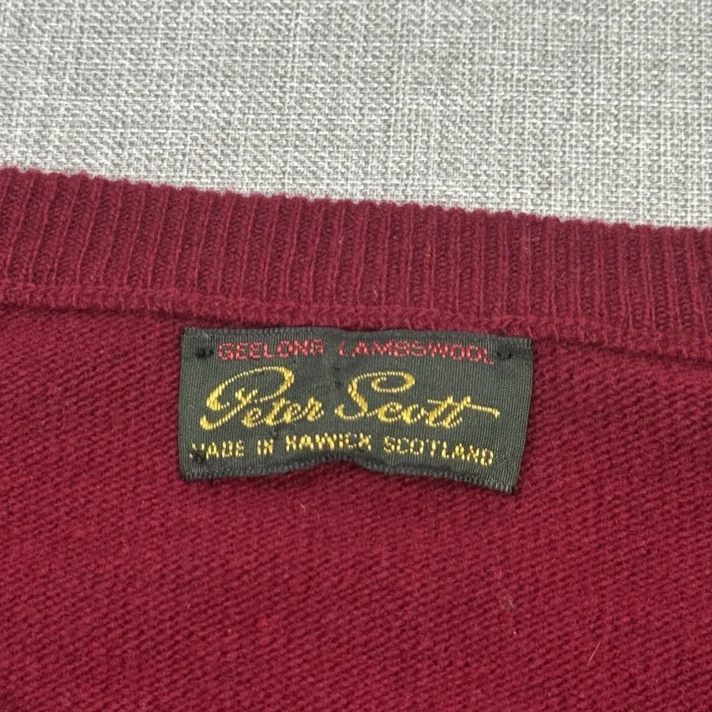 Peter Scott Lambswool Pine Valley Golf Club Pullover Sweater Mens 48 Red